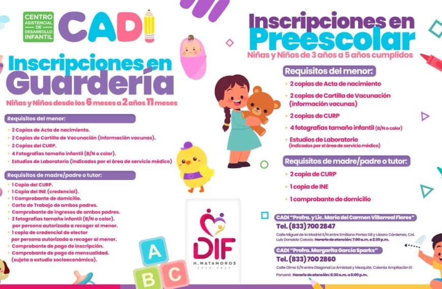 Abre DIF Matamoros periodo de inscripción en guardería&hellip;